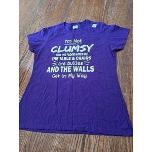 New Large Purple Clumsy Novelty Short Sleeve Cotton Pullover Tee Tshirt Shirt